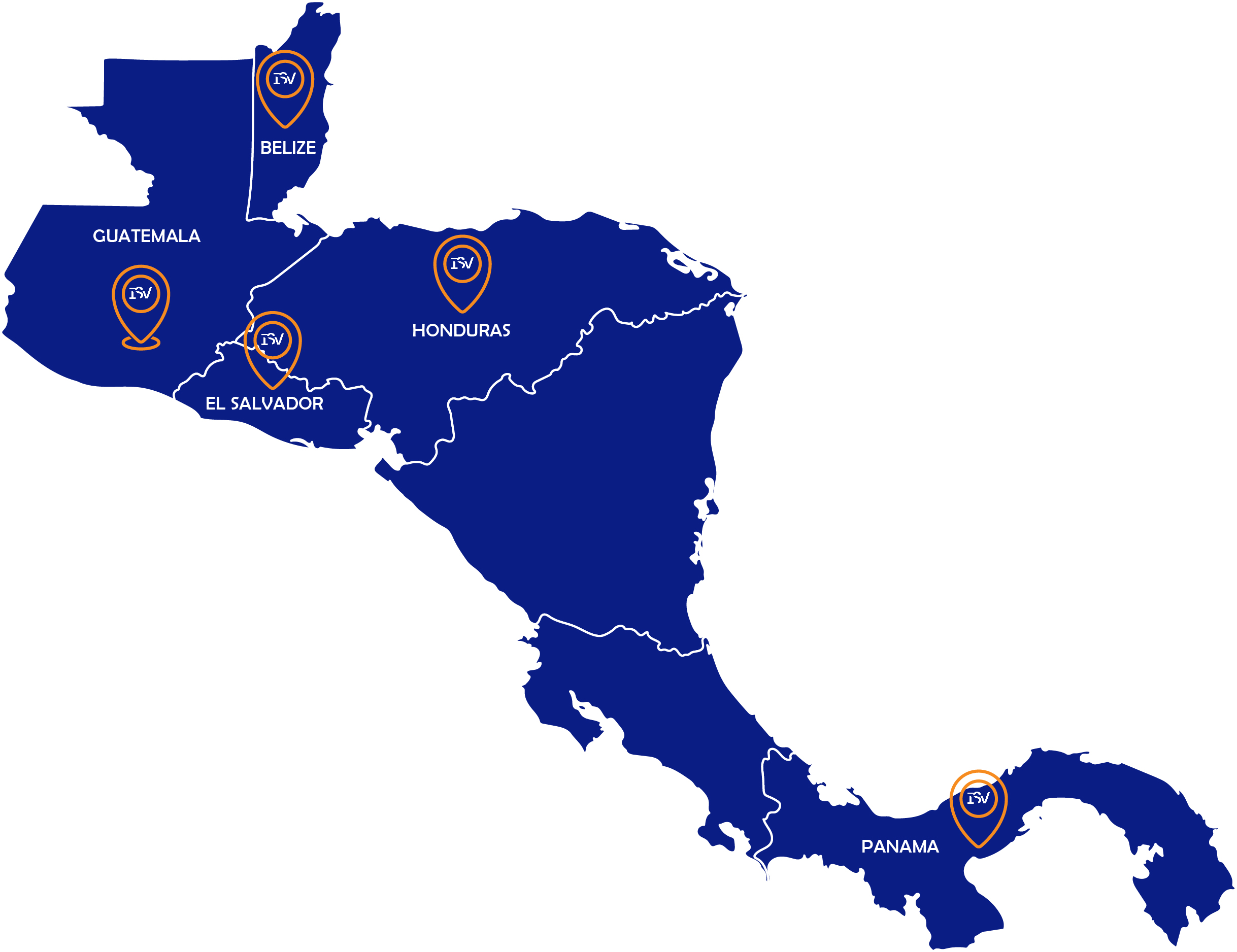 Mapa de presencia de ISV en Centroamérica